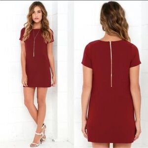 Lulu’s‎ Shift and Shout Wine Red Shift Dress Size S